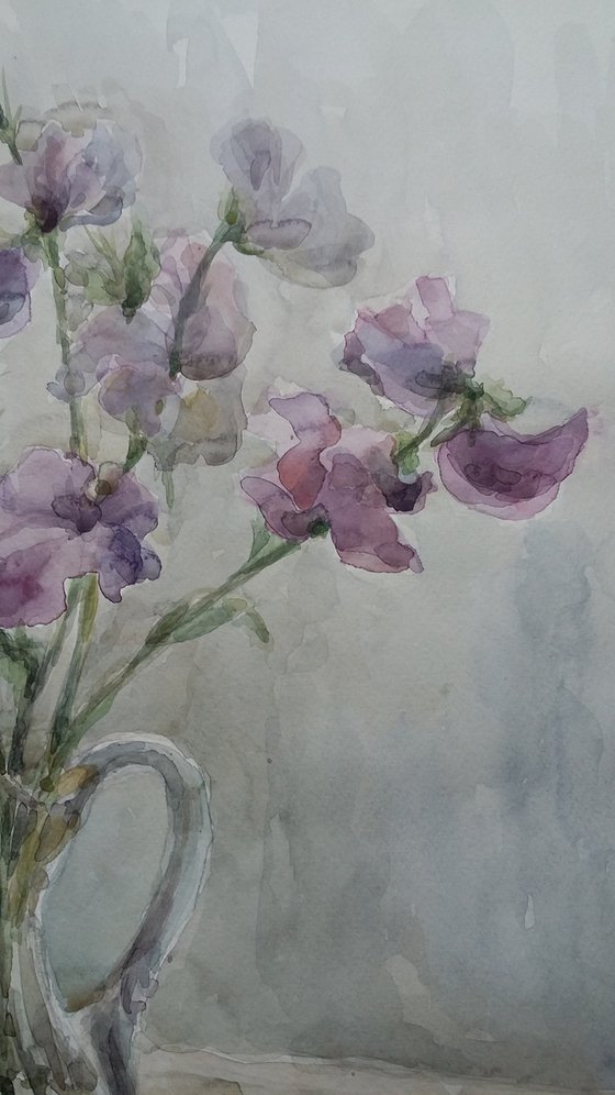 Sweet pea. Original watercolour painting. 2020