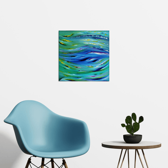 Color therapy, 50x50 cm,  Original abstract painting, oil on canvas