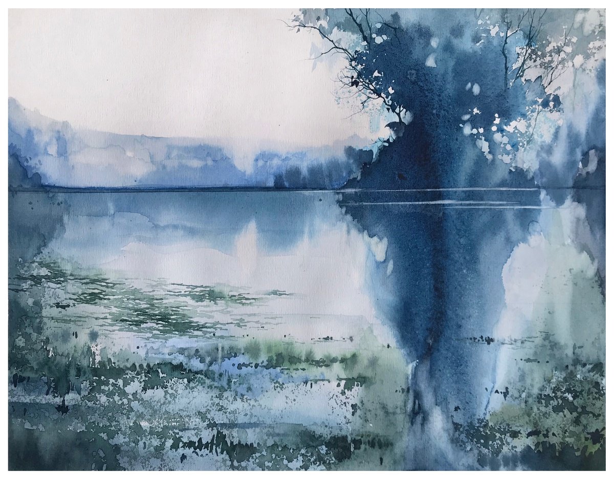 Impressionistic Landscape Watercolour By Nazar Grunyka, 15 X 12", Morning, Original Artwork