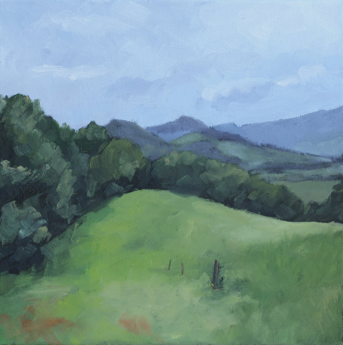 Impressionistic Landscape Oil Painting By Thomas Lengler, 12 X 12", Twilight In The Black Forest, Original Artwork