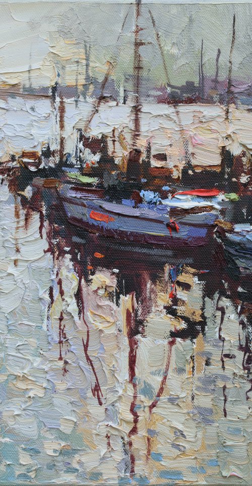 Sailing yachts  Original seascape painting by Anastasiia Valiulina