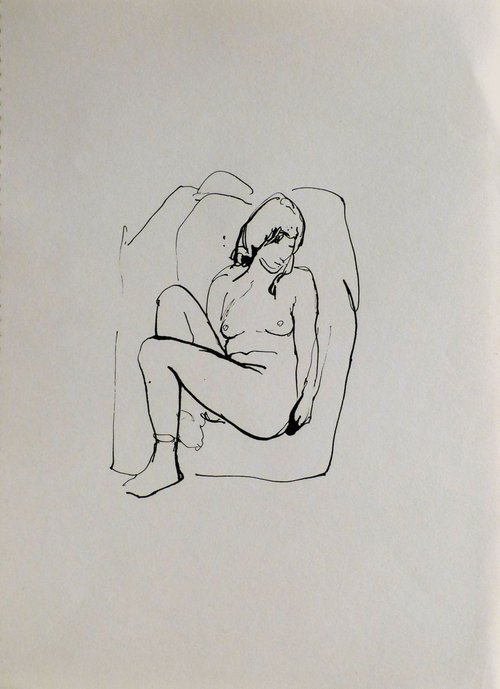 Seated Nude 6, 22x30 cm by Frederic Belaubre