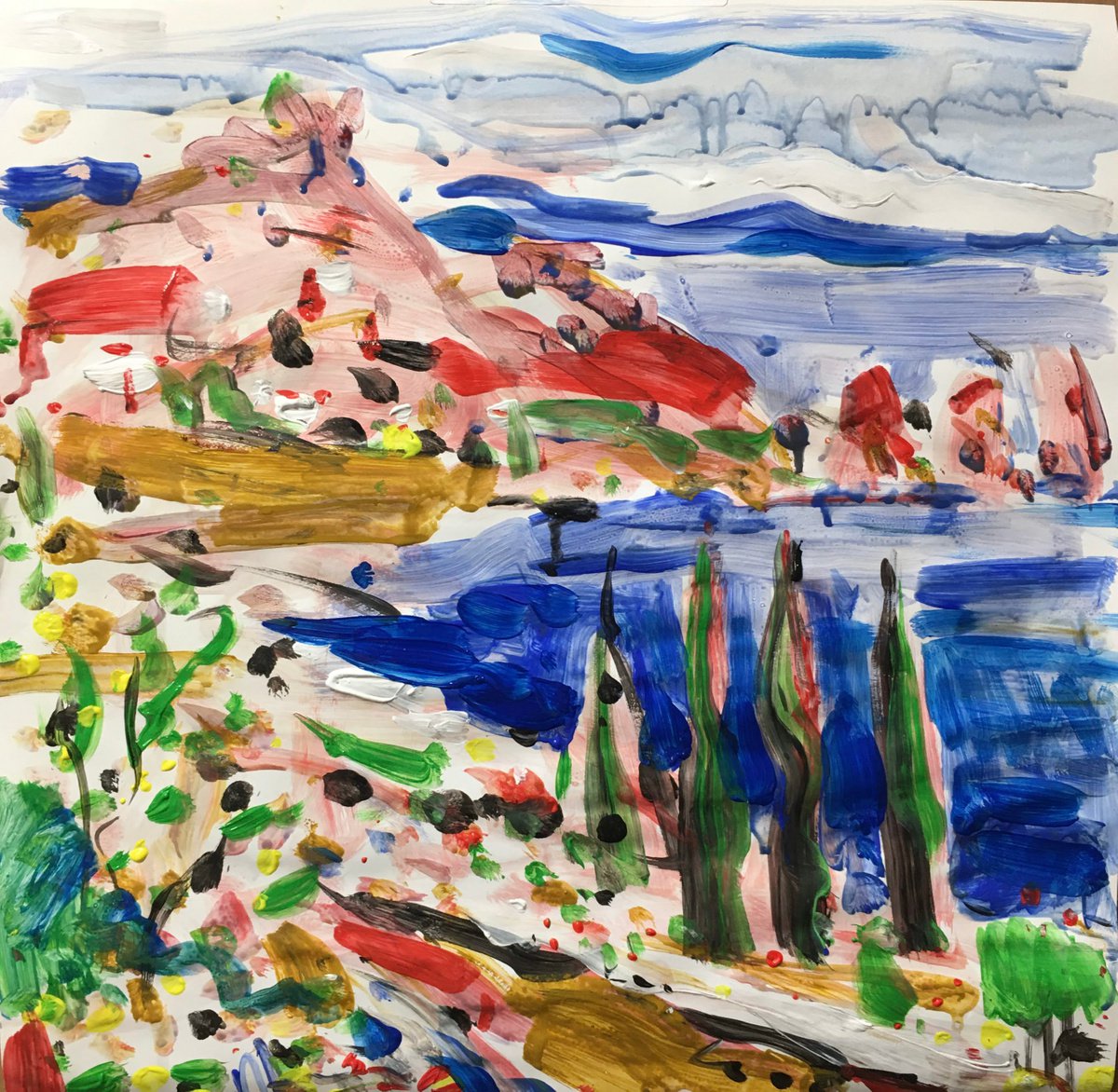 Impressionistic Landscape Acrylic Painting By Altin Furxhi, 16 X 16, Italian Summer., Original Artwork