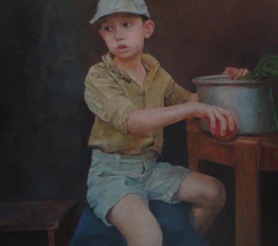 Boy with apples