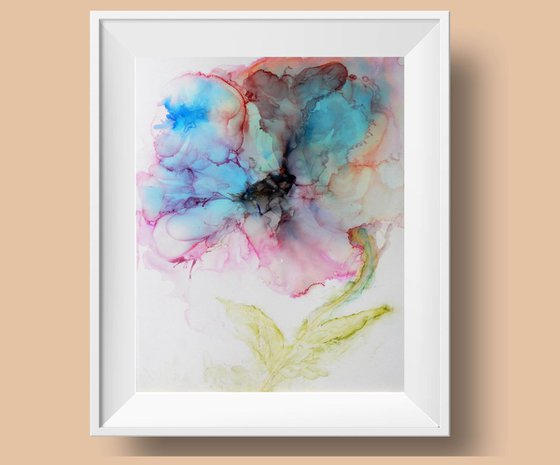 Abstract flower. Alcohol Ink abstract painting.