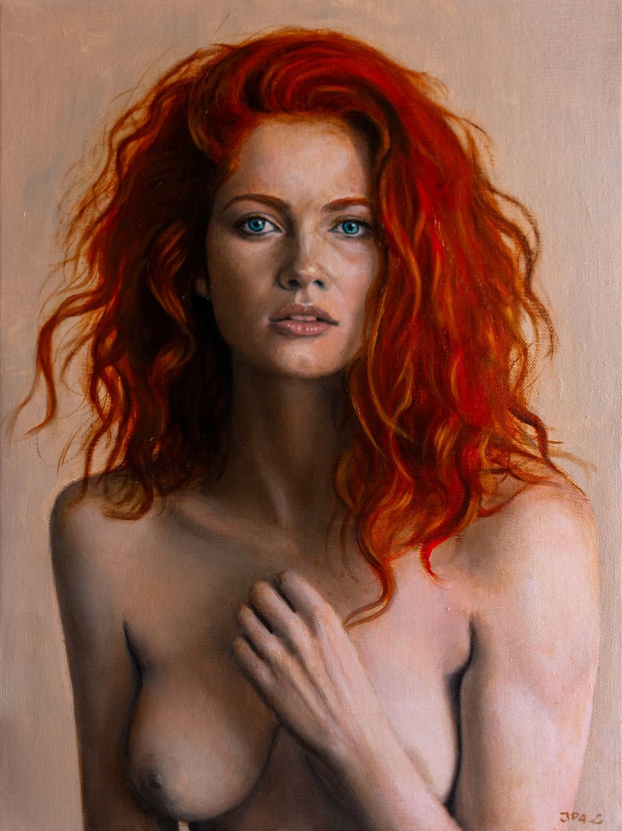 Photorealistic Portrait Oil Painting By Jean-Pierre Andre Leclercq, 12 X 16, Marina, Original Artwork