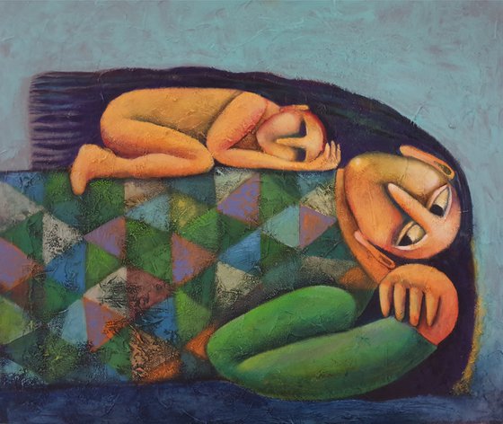 Mother's love  (Acrylic painting, 60x70cm, ready to hang)