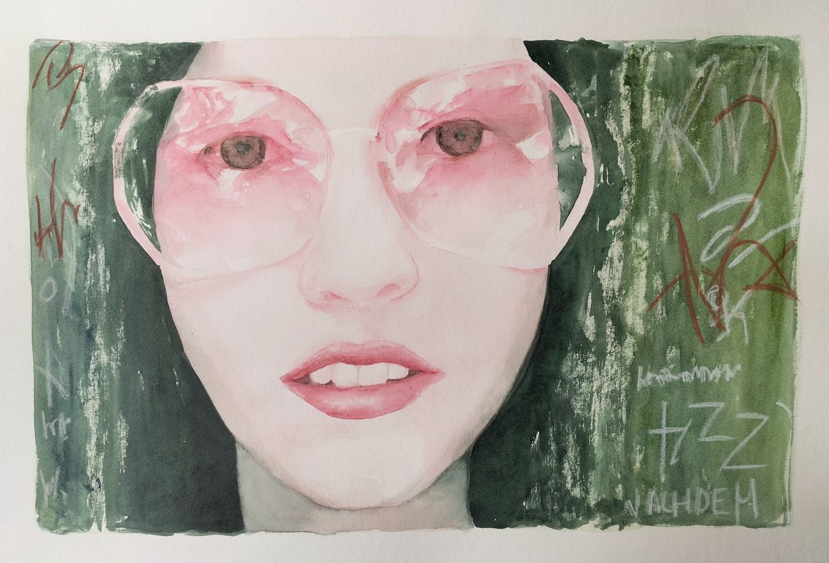 Photorealistic Portrait Watercolour By Laura Chilivani, 20 X 14", Riflessi, Original Artwork