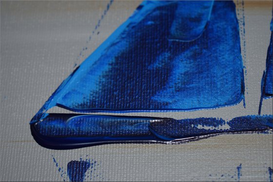 Blue Sails  - Abstract Seascape - Acrylic Painting - Canvas Art- Blue Wall Art