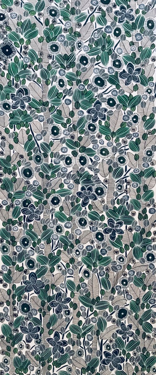 Green and Blue Blooms - CZ20012 by Carol Zsolt