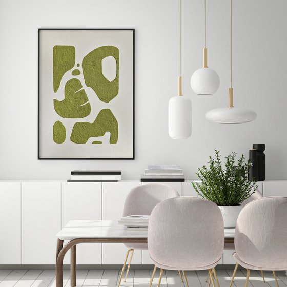"Olive bay 6" Textured olive abstract art