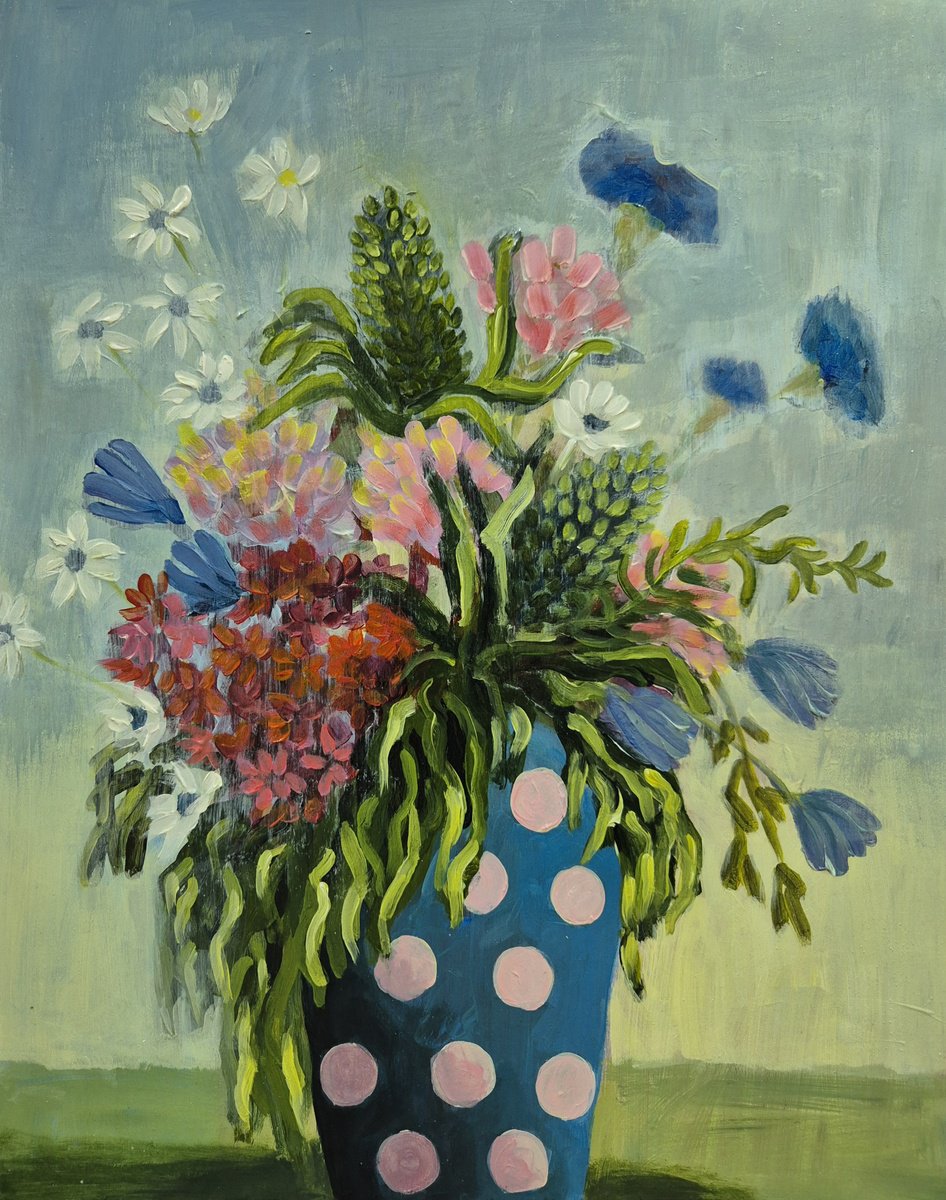 Impressionistic Botanical Acrylic Painting By Gitti Gv, 16 X 20, Wild Flowers, Original Artwork