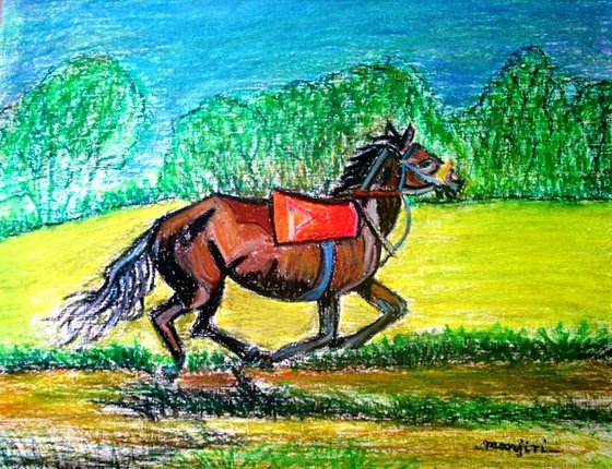 SPECIAL SALE Freedom run a  Horse painting reduced for a limited time
