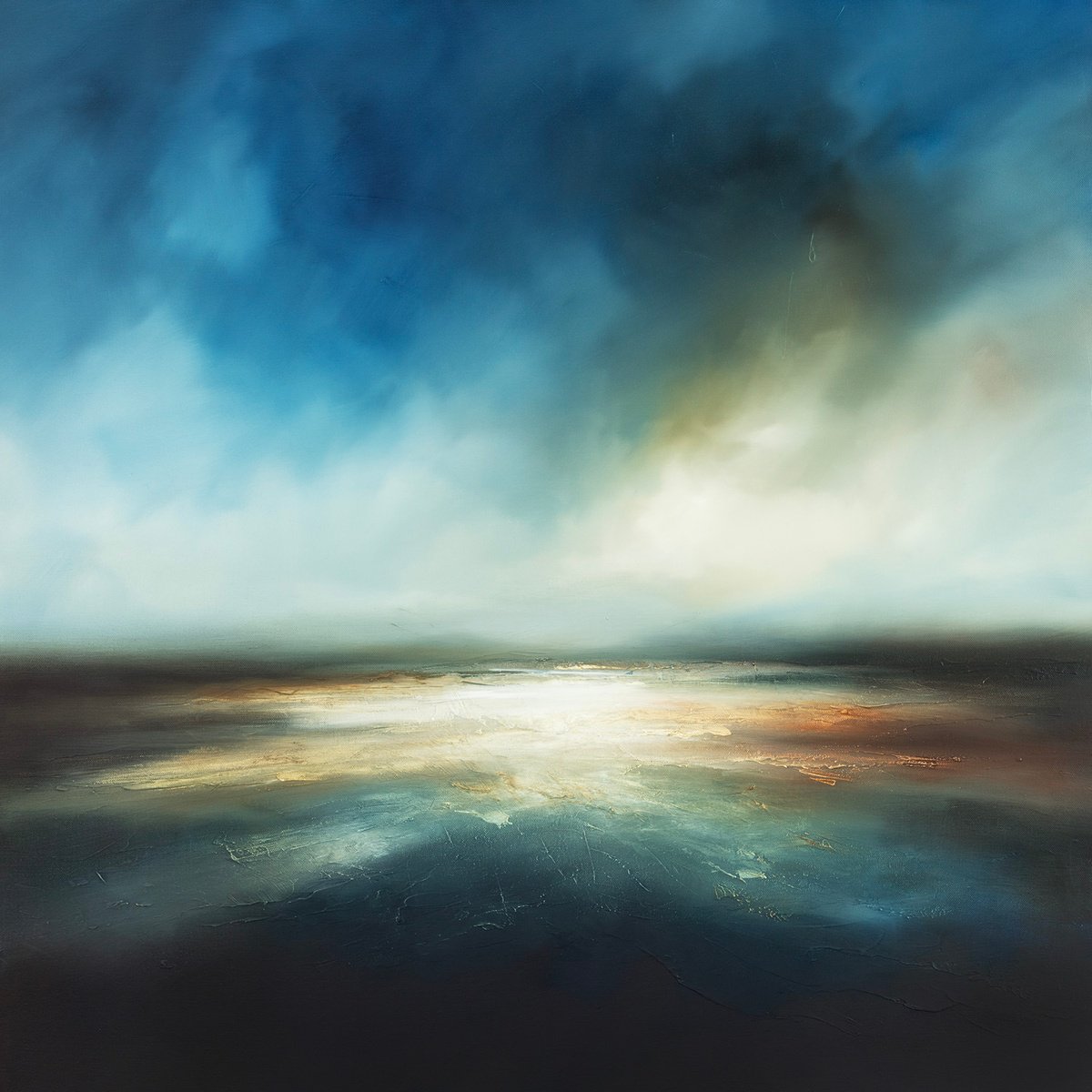 Abstract Landscape Oil Painting By Paul Bennett, 35 X 35", Seas From The Past, Original Artwork