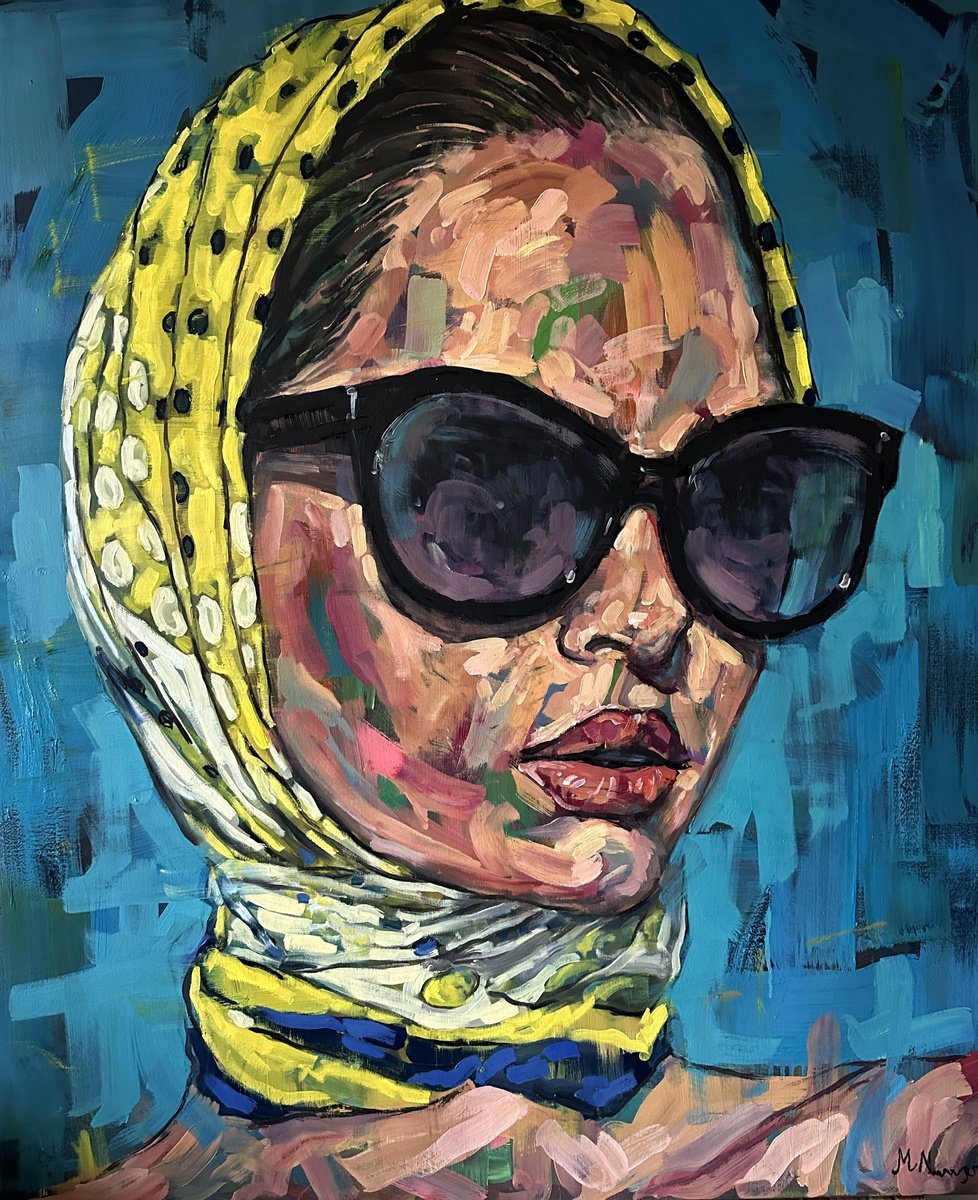 Urban And Pop Portrait Oil Painting By Emmanouil Nanouris, 39 X 47, I Am Famous, Original Artwork