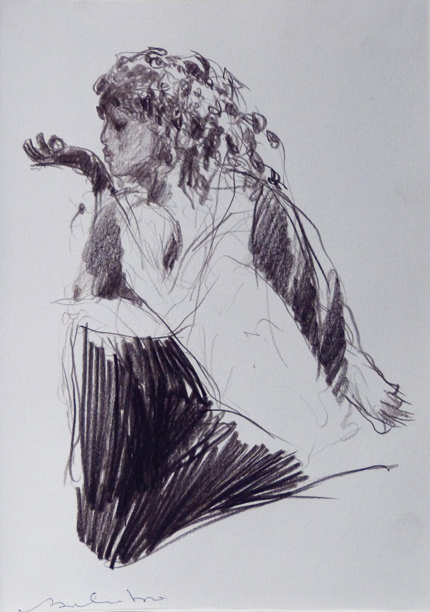 Air Kiss, pencil sketch 29x21 cm by Frederic Belaubre