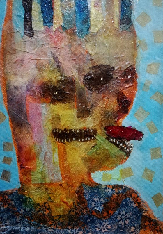 Sweet portraits from hell (The Lord of the Hell), Mixed media on canvas, 30x42 cm