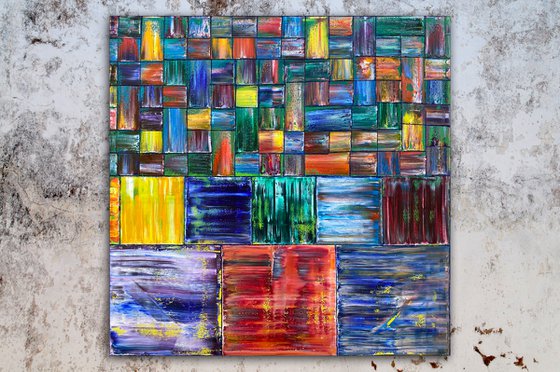 Get Some Structure In Your Life - Original Xt Large PMS Abstract Oil Painting On Canvas - 60 x 60 inches