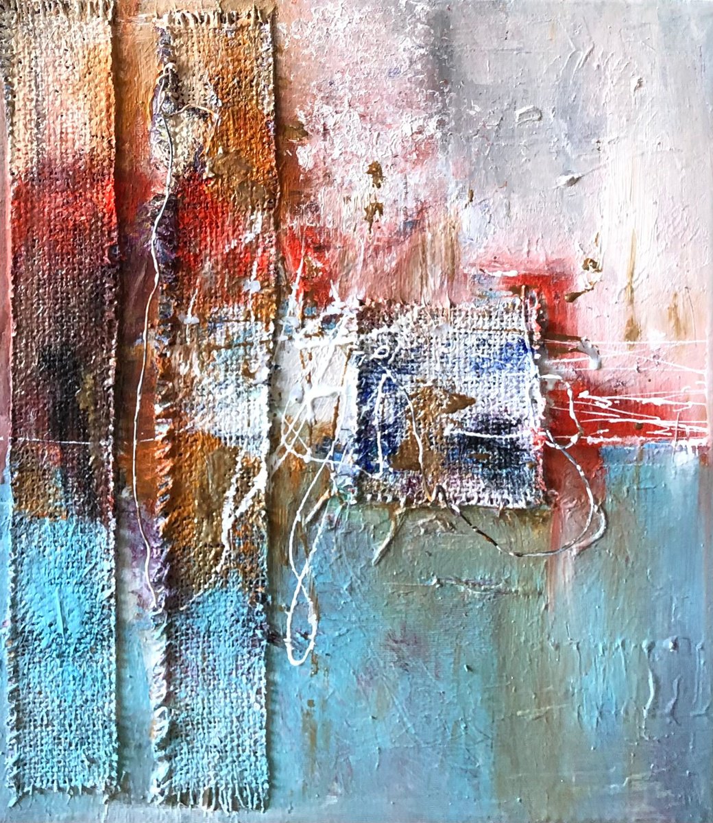Abstract Painting By Snezana Djordjevic, 14 X 16", For A Little Tenderness, Original Artwork