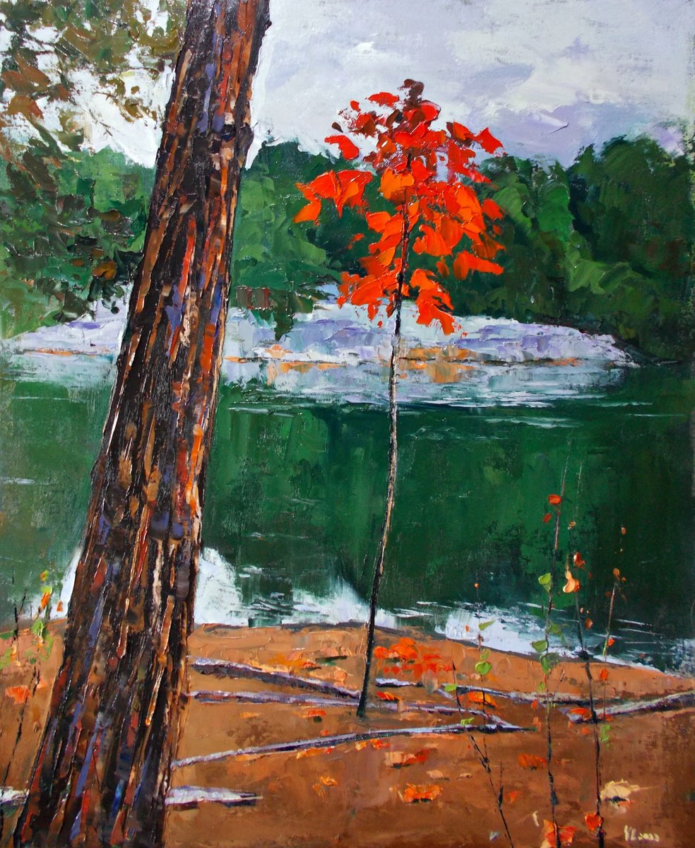 Impressionistic Landscape Oil Painting By Yuanyuan Liu, 21 X 26", Autumn Landscape, Original Artwork