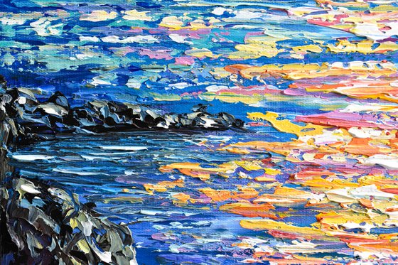 Sea Sunset - Palette Knife Seascape Painting