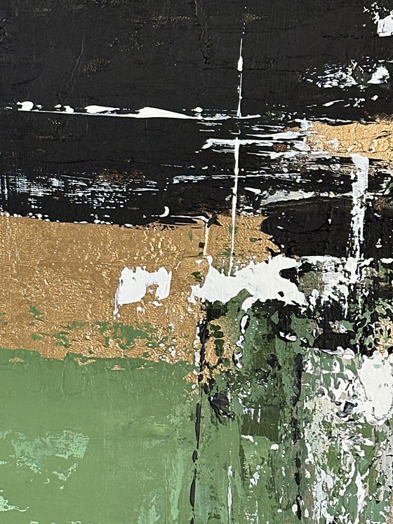 Verdant Axis. Grey Green Gold Textured