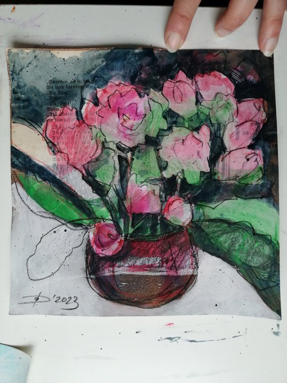 Kalanchoe Series of Original Paintings 20x20cm decorative modern mixed media