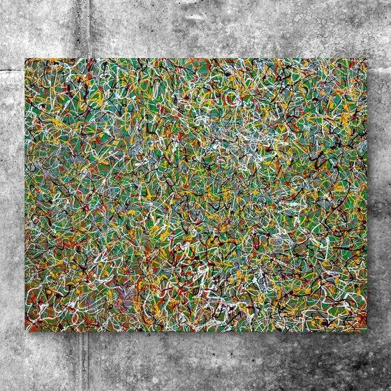Stoly N-17 (H)80x(W)100x(D)2 cm. Jackson Pollock style Abstract Painting