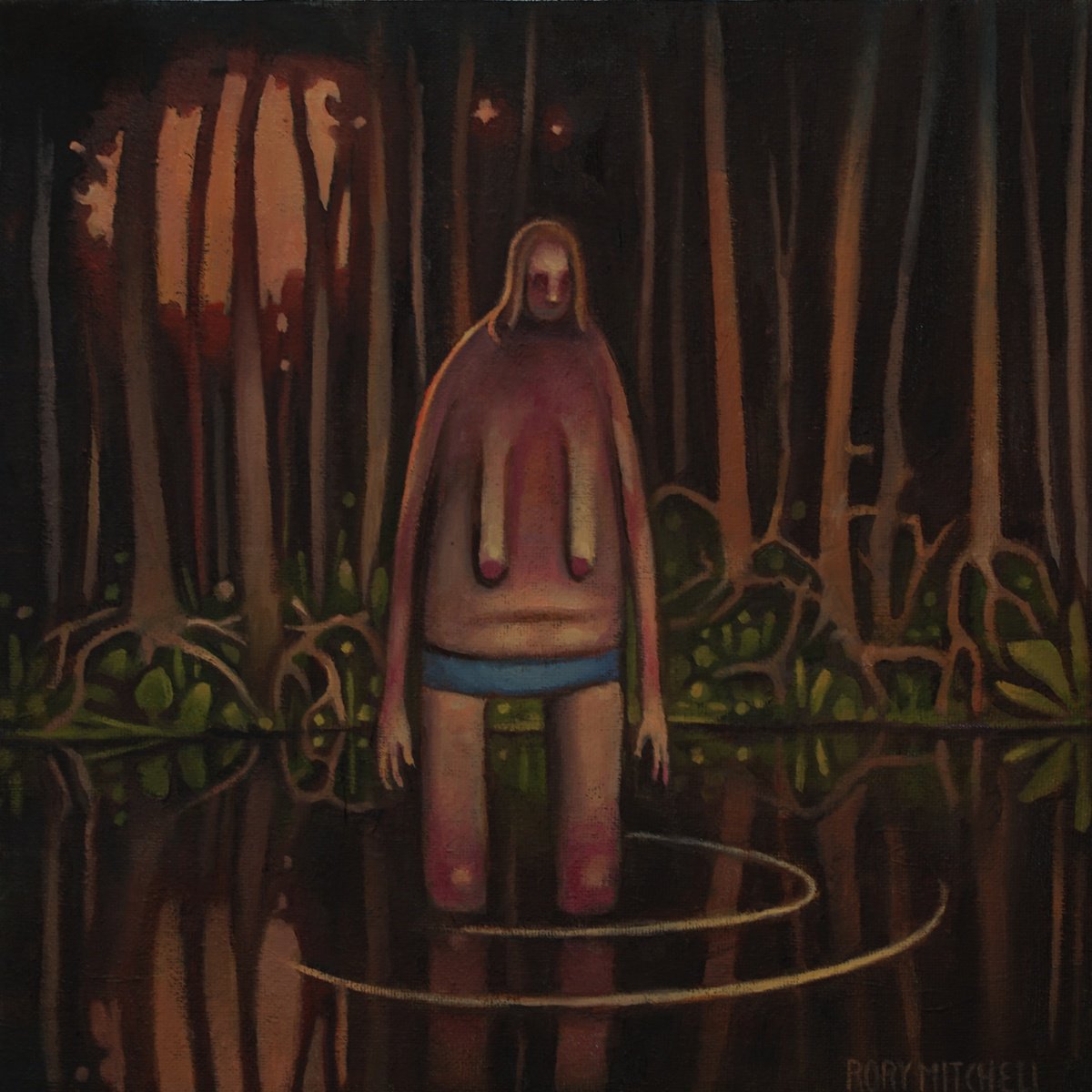 Naive Oil Painting , Gravity, Time And A Little Dip By Rory Mitchell, 12 X 12, Artwork For Sale On Artfinder