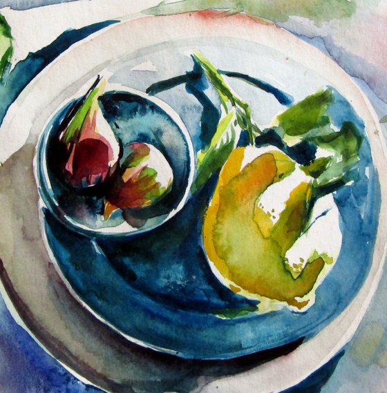 Still life with lemon and figs