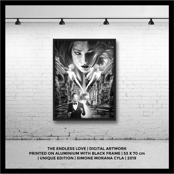 THE ENDLESS LOVE | Digital Painting printed on Alu-Dibond with Black wood frame | Unique Artwork | 2019 | Simone Morana Cyla | 53 x 70 cm | Art Gallery Quality |
