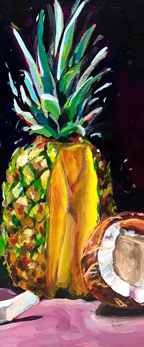 Still Life with Pineapple and Coconut by Victoria Sukhasyan