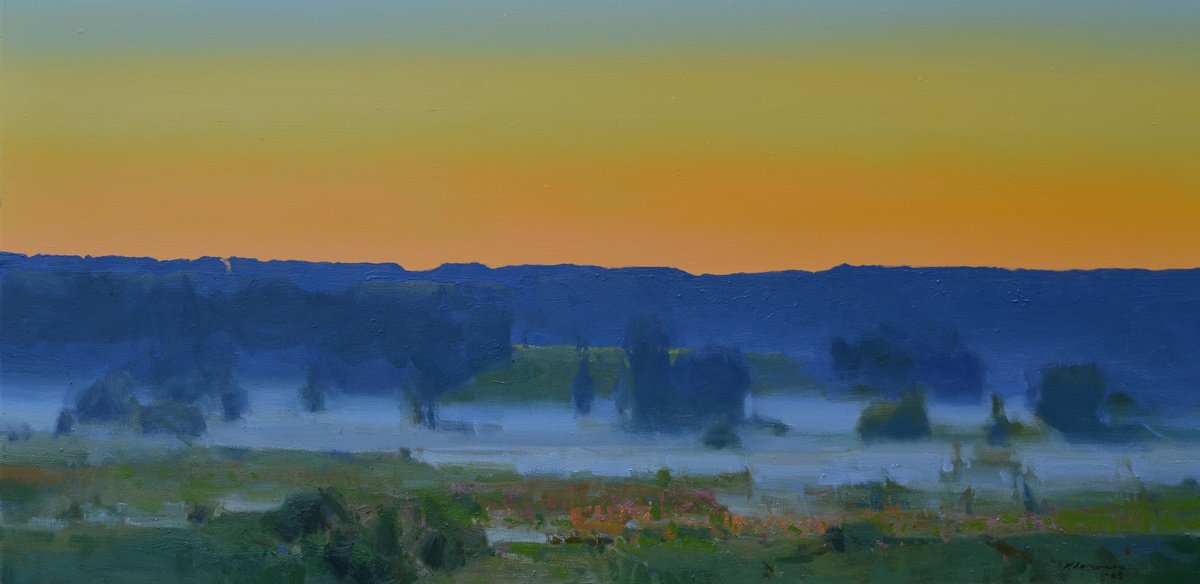 A River Breathing With Mist By Vytautas Laisonas, 39 X 20, Artwork For Sale On Artfinder