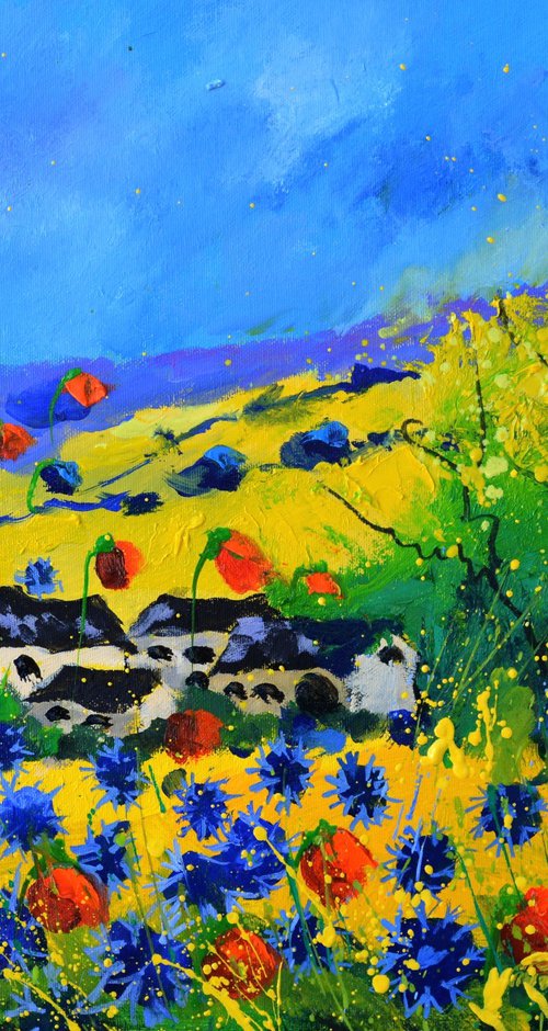 Poppies and blue cornflowers by Pol Henry Ledent