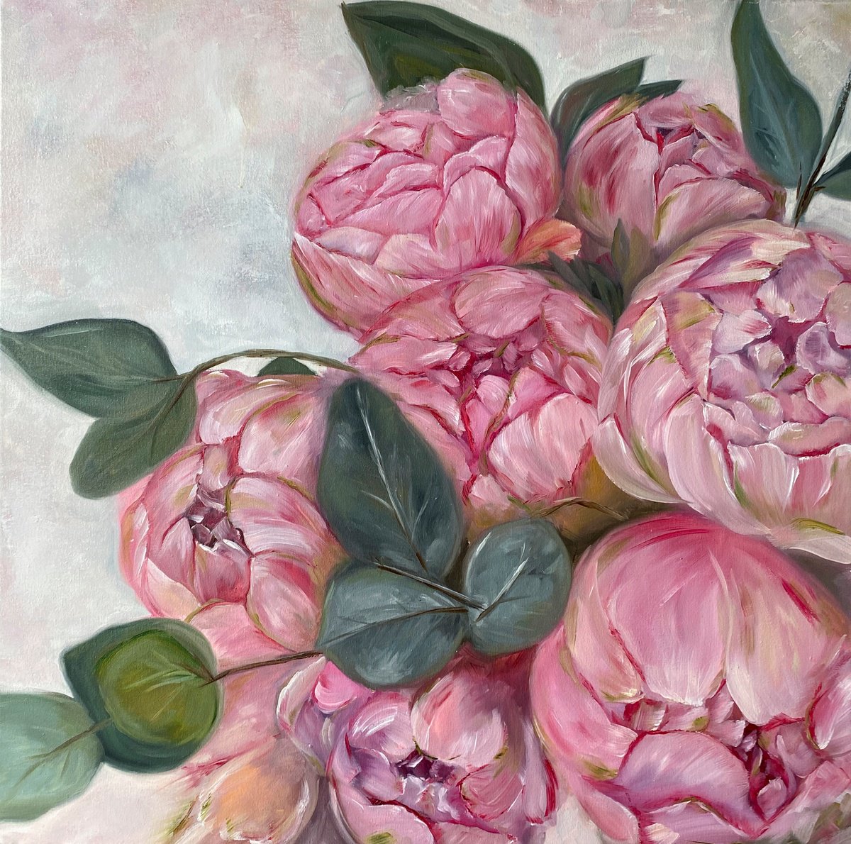 Peony Bouquet By Anna Lyashenko, 24 X 24, Artwork For Sale On Artfinder