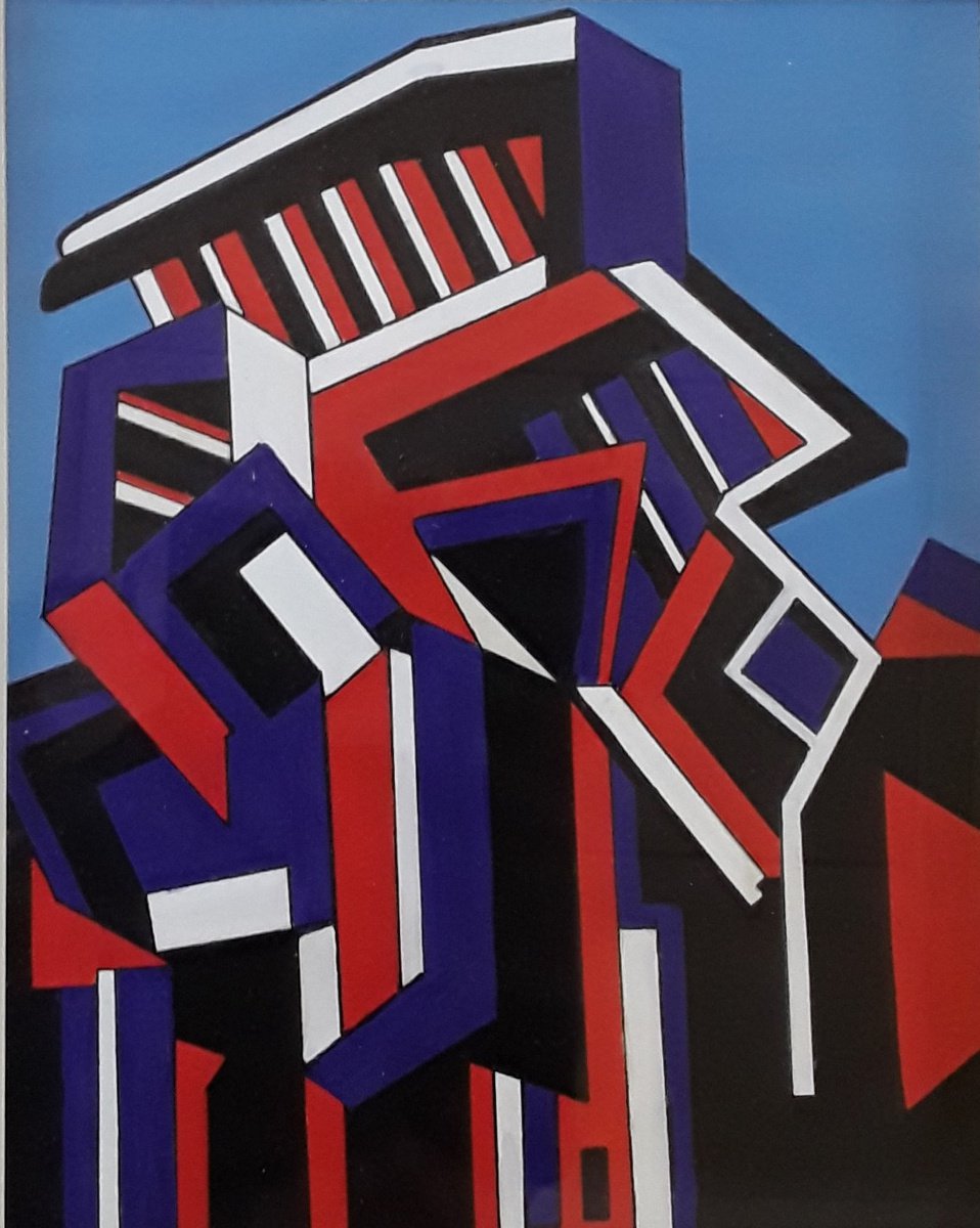 Geometric Abstract Painting By Paul Heron, 12 X 14", Image Surfacing Ii, Original Artwork