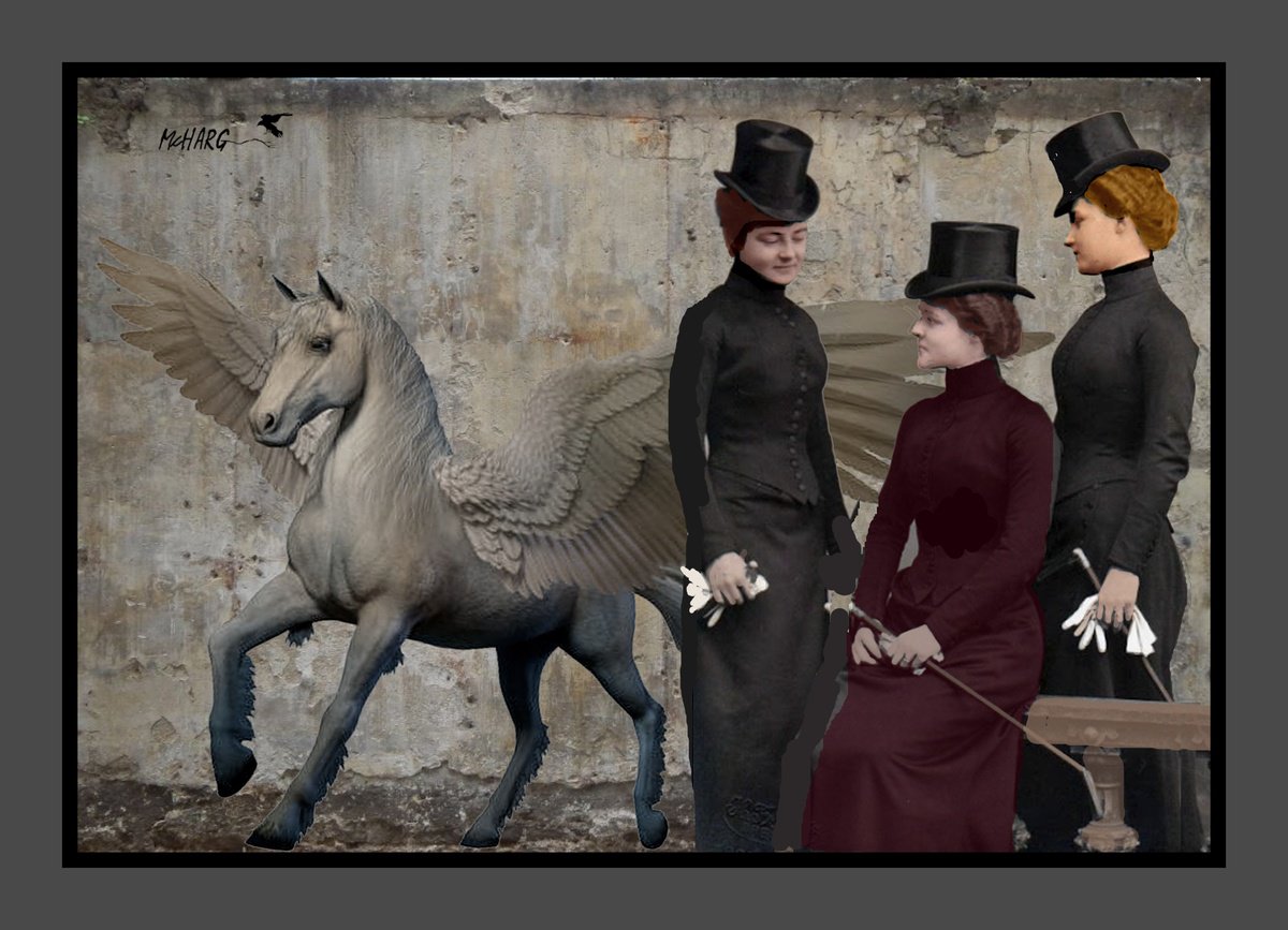 Surrealistic Abstract Painting By Joe Mcharg, 42 X 31, Horsewomen, Original Artwork