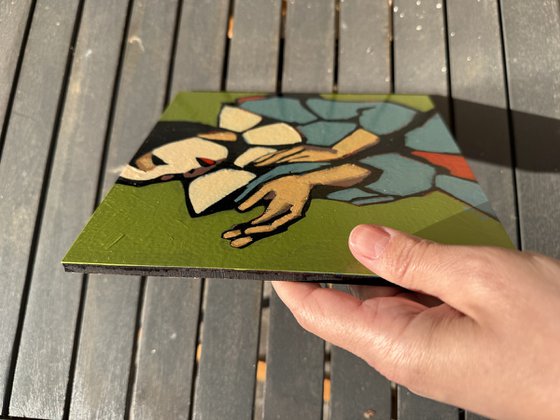 "Woman Clown" Original Painting Green