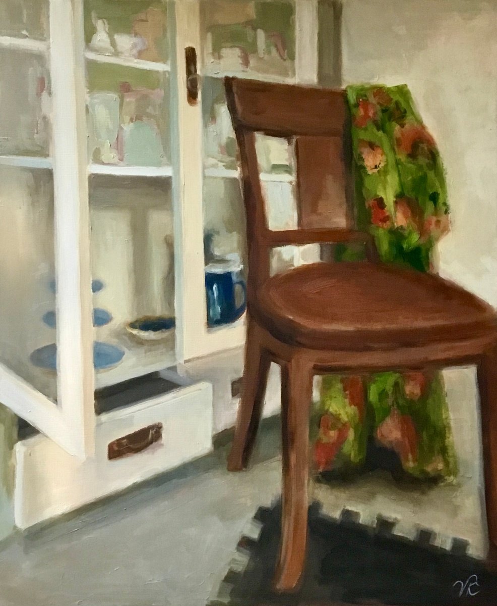 Impressionistic Still Life Oil Painting By Vera Klimova, 20 X 24", Waiting For Guests, Original Artwork