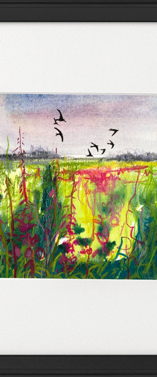 Seasons -  Summer Evening Swallows Rosebay Willowherb by Teresa Tanner