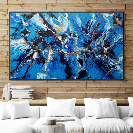 Bronzed Sapphire 200cm x 120cm Textured Abstract Art