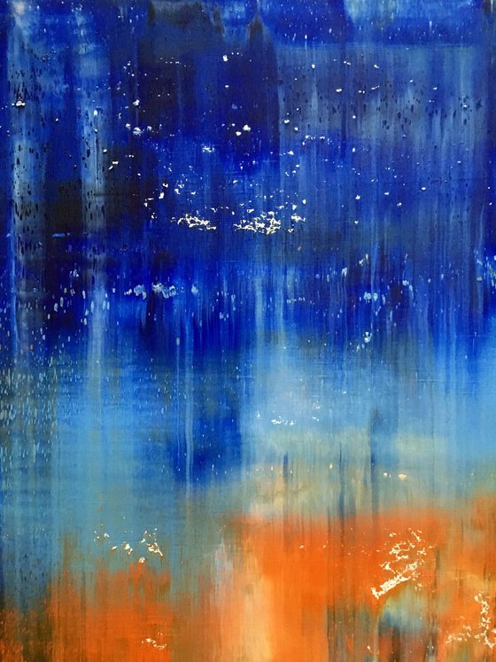 "Firewater" - FREE USA SHIPPING - Original PMS Abstract Oil Painting On Canvas - 16" x 20"