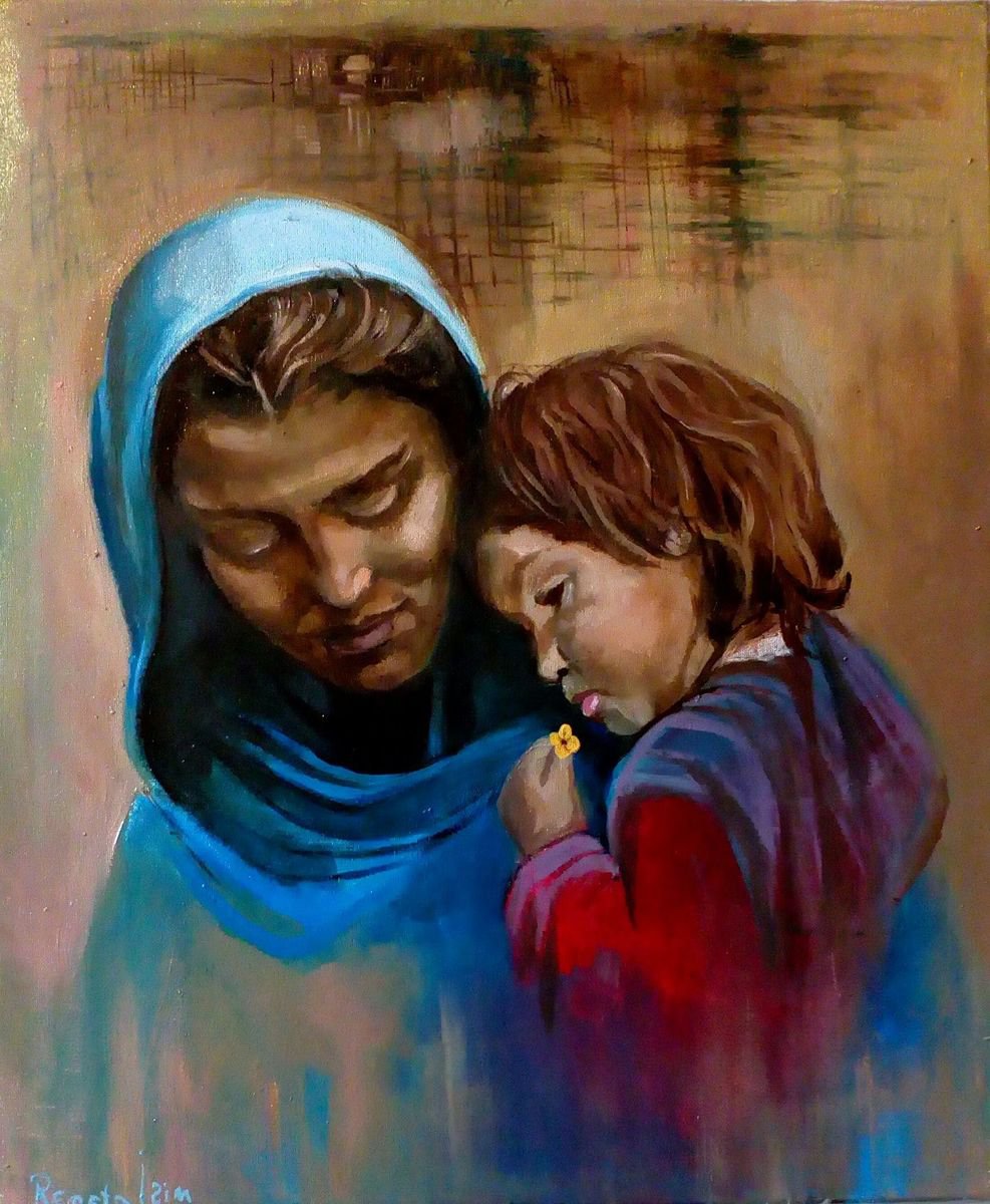 Expressive Portrait Oil Painting By Reneta Isin, 20 X 24", " No Name ", Original Artwork