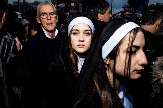 Nuns and crowd