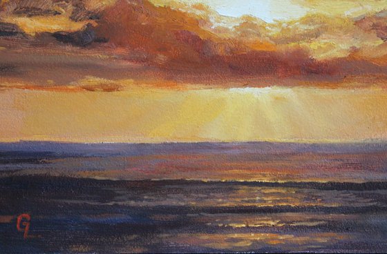 Sea sunset. ORIGINAL OIL PAINTING, GIFT