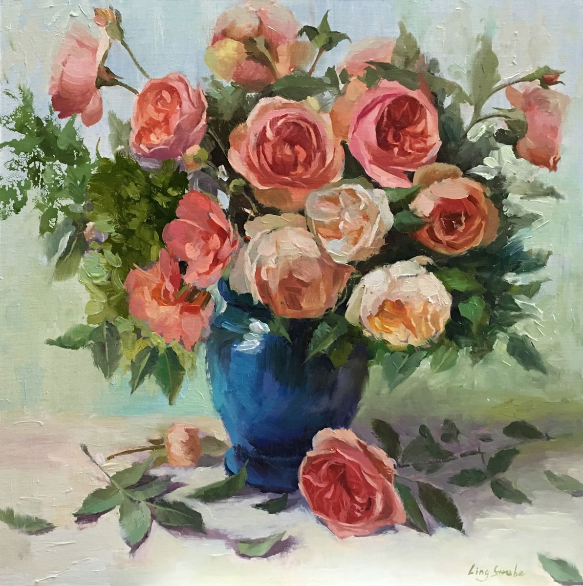 Austin Roses 3 Oil Painting By Ling Strube Artfinder   E8cd30a29bfe45a3a2440b21275366a2 Opt 