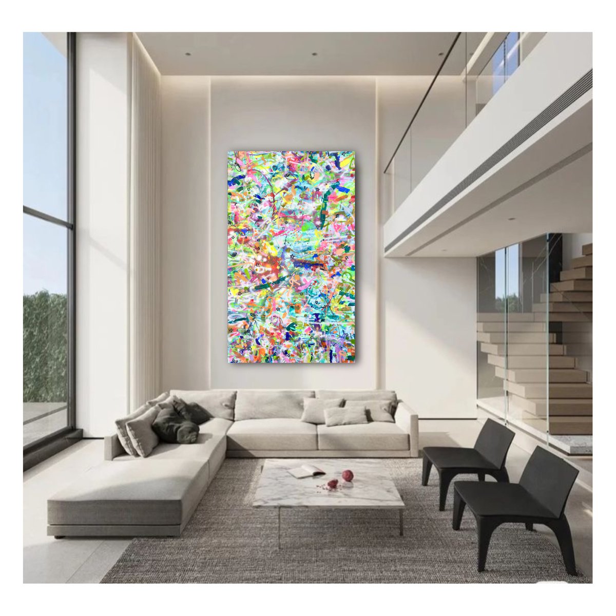 Expressive Abstract Painting By Maria Esmar, 138 X 83", Viva La Vida, Original Artwork