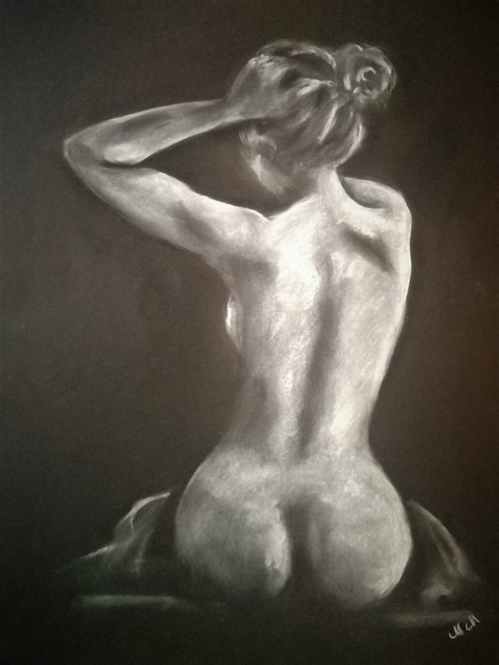 Evening beauty - naked woman painting