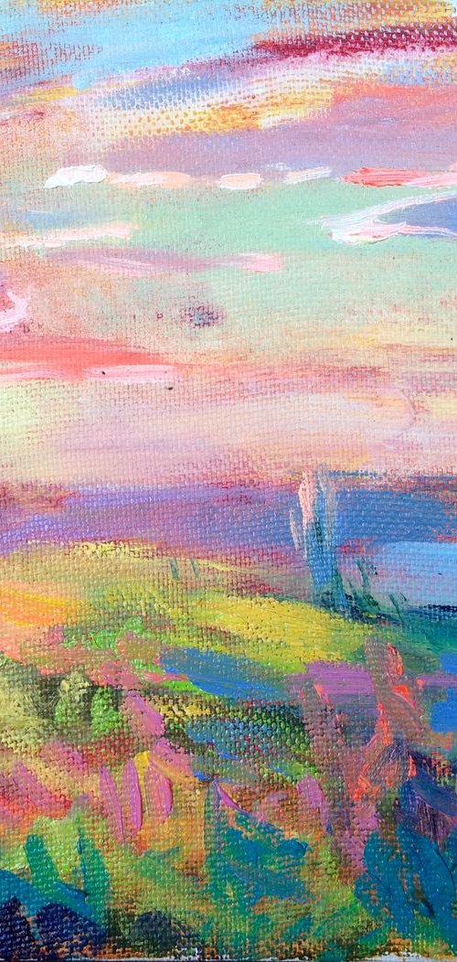 River sunset warm colors etude light field by Nataliia Nosyk
