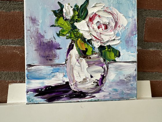 White Rose deep impasto